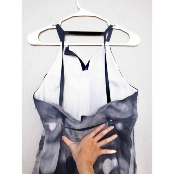 Rachel Comey Aten Silk Watercolor Dress 4 Square Neckline Organza Ruffle - Picture 8 of 12